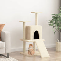 vidaXL Árvore para gatos c/ postes arranhadores sisal 110 cm cor creme