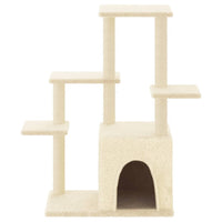 vidaXL Árvore para gatos c/ postes arranhadores sisal 97,5 cm creme