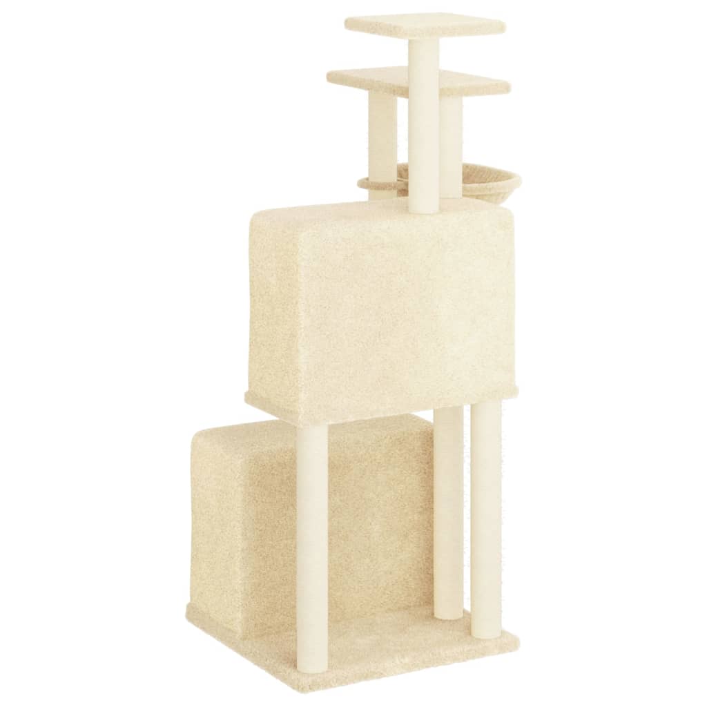 vidaXL Árvore para gatos c/ postes arranhadores sisal 122 cm cor creme