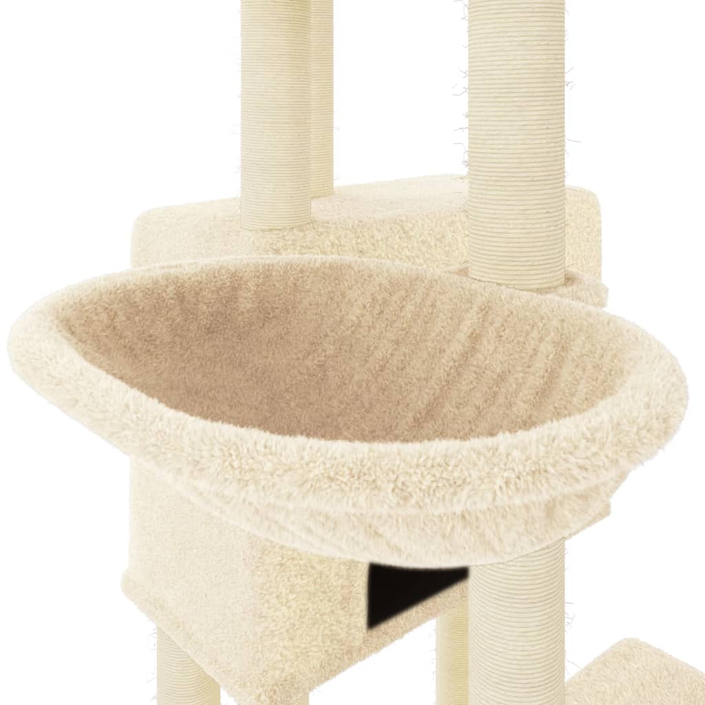vidaXL Árvore para gatos c/ postes arranhadores sisal 122 cm cor creme