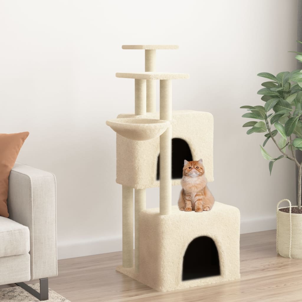 vidaXL Árvore para gatos c/ postes arranhadores sisal 122 cm cor creme