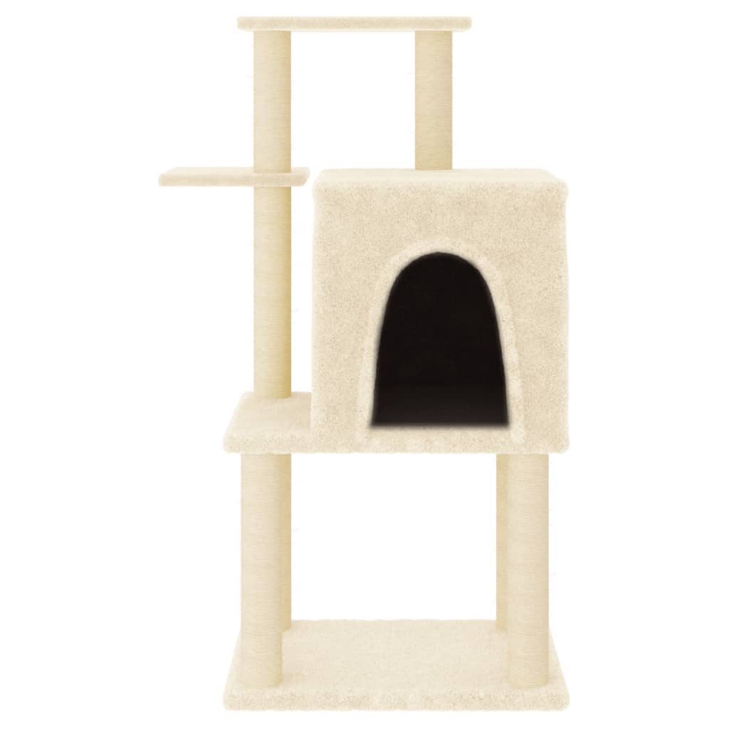 vidaXL Árvore p/ gatos c/ postes arranhadores sisal 97 cm cor creme