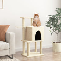 vidaXL Árvore p/ gatos c/ postes arranhadores sisal 97 cm cor creme