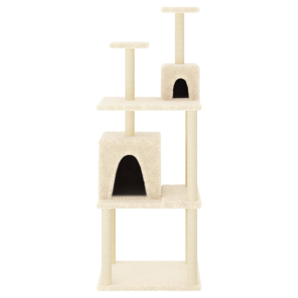 vidaXL Árvore p/ gatos c/ postes arranhadores sisal 167 cm cor creme