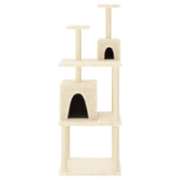 vidaXL Árvore p/ gatos c/ postes arranhadores sisal 167 cm cor creme
