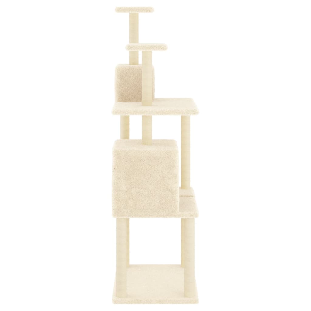 vidaXL Árvore p/ gatos c/ postes arranhadores sisal 167 cm cor creme