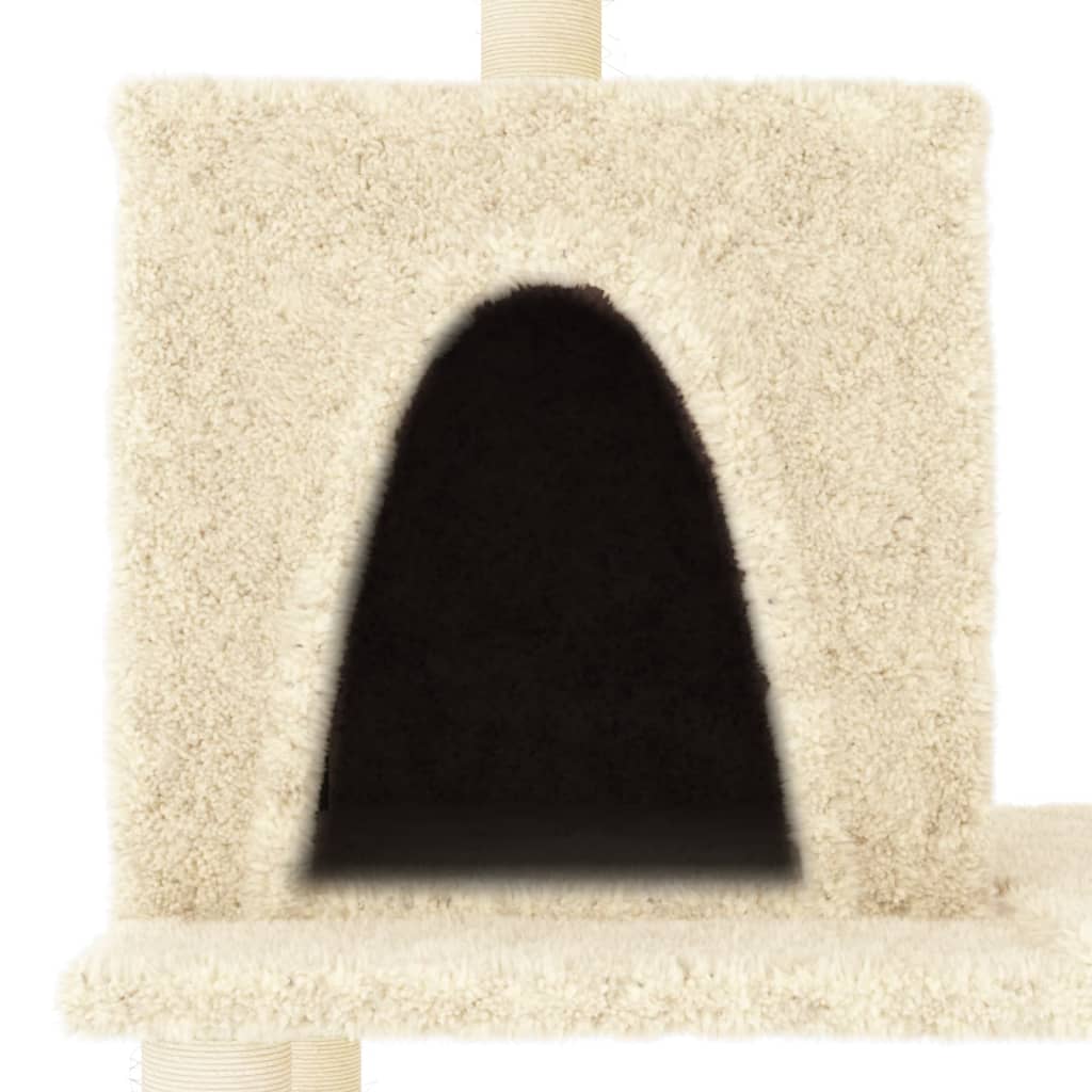 vidaXL Árvore p/ gatos c/ postes arranhadores sisal 167 cm cor creme