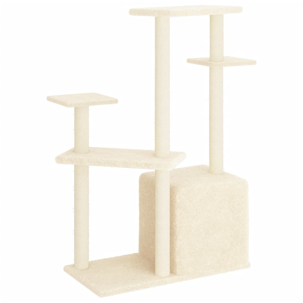 vidaXL Árvore para gatos c/ postes arranhadores sisal 107,5 cm creme