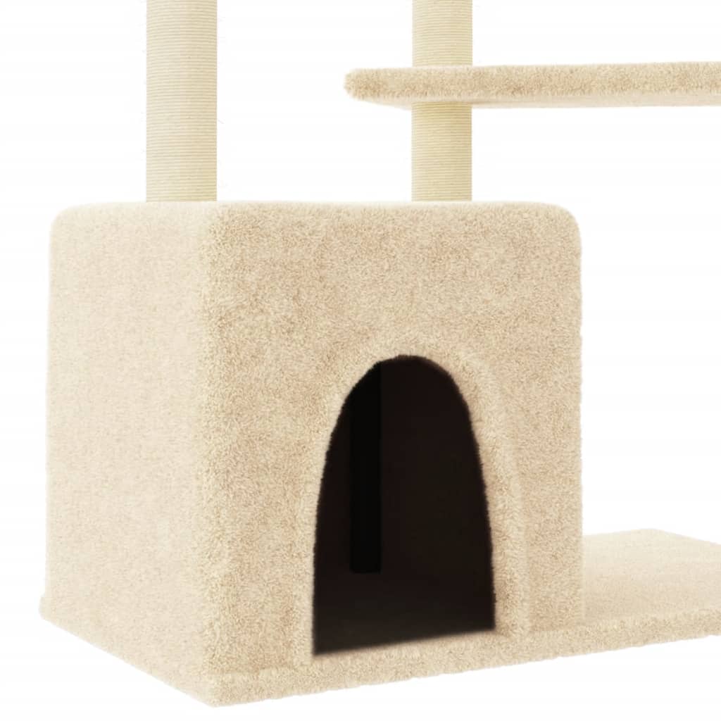 vidaXL Árvore para gatos c/ postes arranhadores sisal 107,5 cm creme