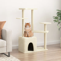 vidaXL Árvore para gatos c/ postes arranhadores sisal 107,5 cm creme
