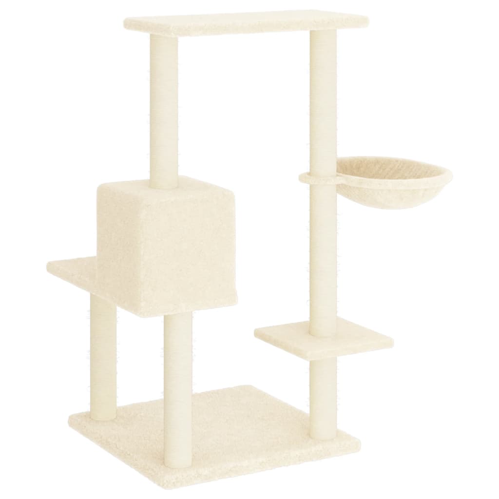 vidaXL Árvore para gatos c/ postes arranhadores sisal 95 cm cor creme