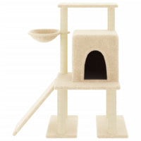 vidaXL Árvore para gatos c/ postes arranhadores sisal 96,5 cm creme