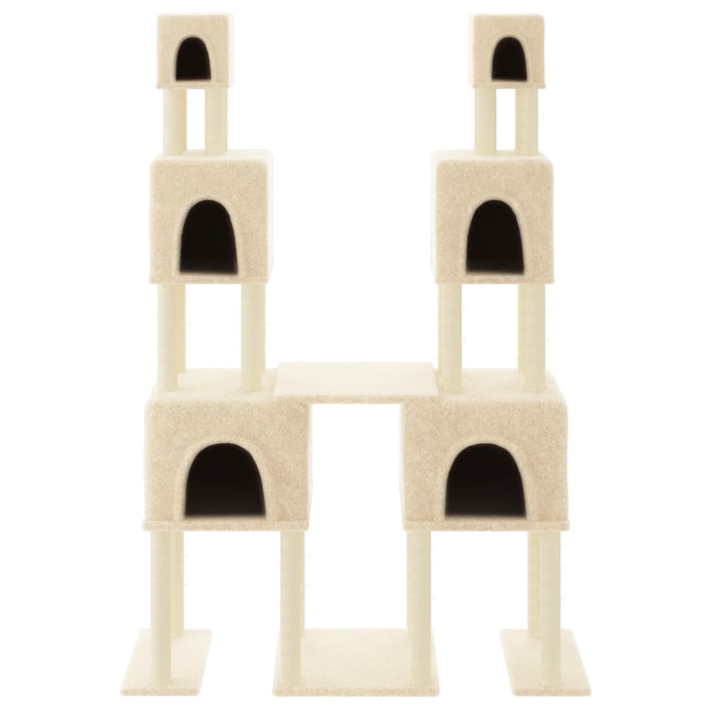 vidaXL Árvore para gatos c/ postes arranhadores sisal 199 cm cor creme