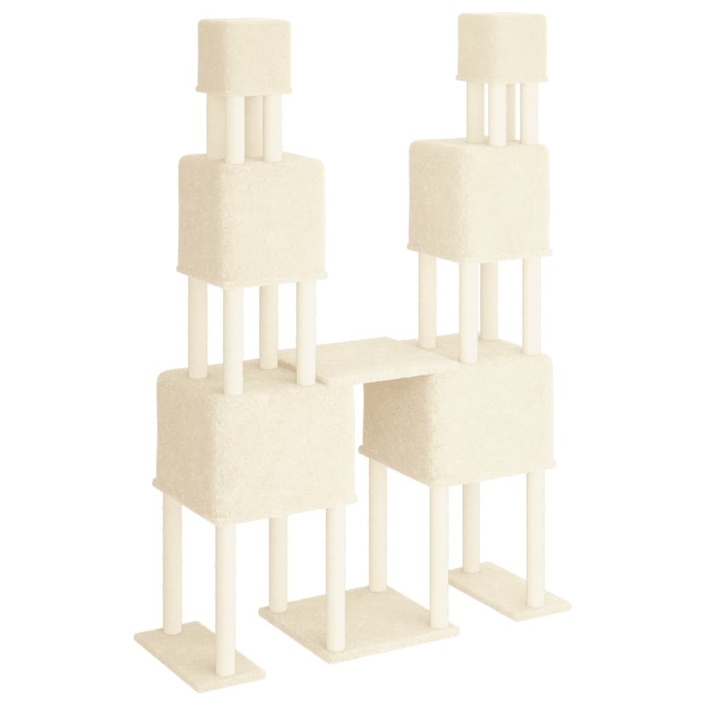 vidaXL Árvore para gatos c/ postes arranhadores sisal 199 cm cor creme