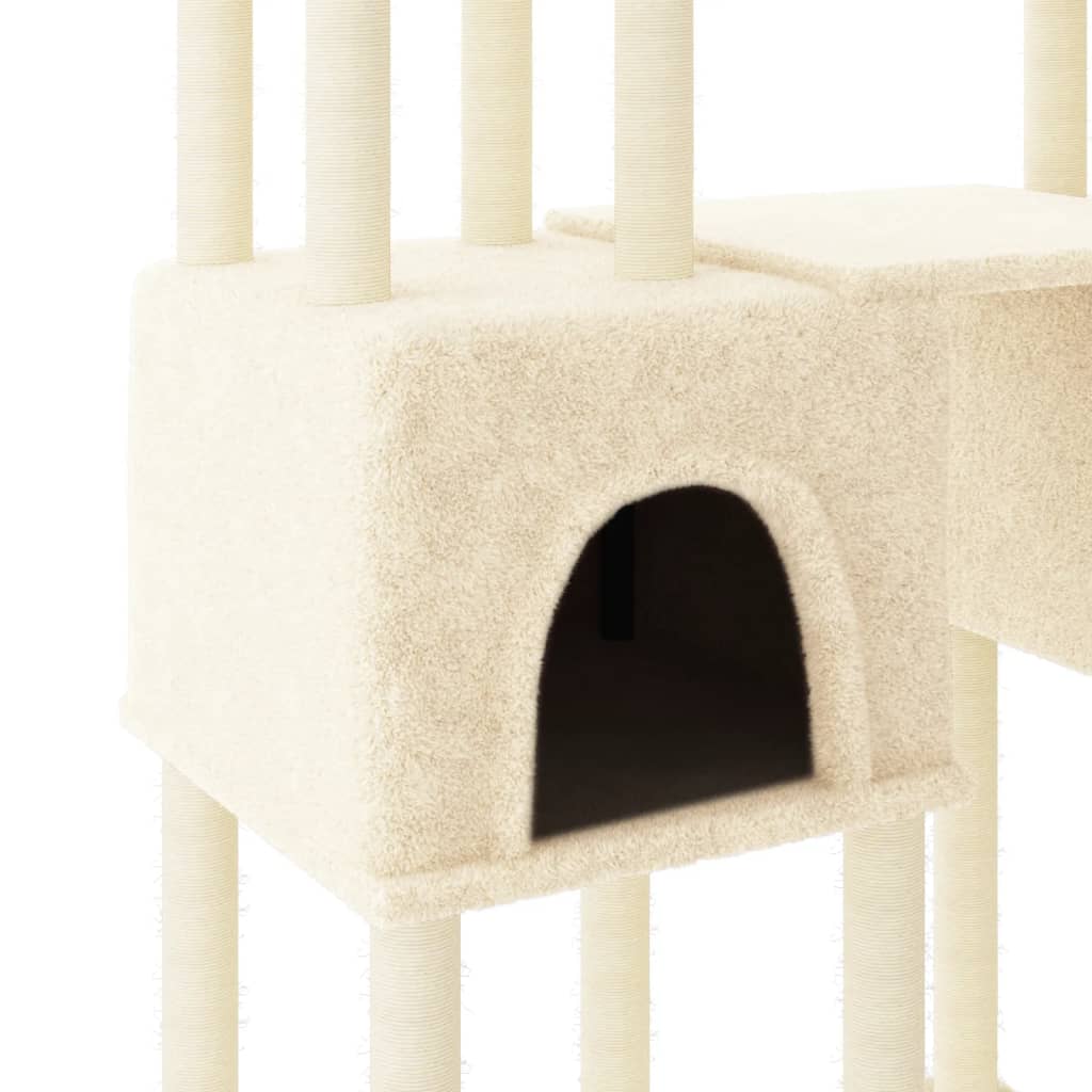 vidaXL Árvore para gatos c/ postes arranhadores sisal 199 cm cor creme