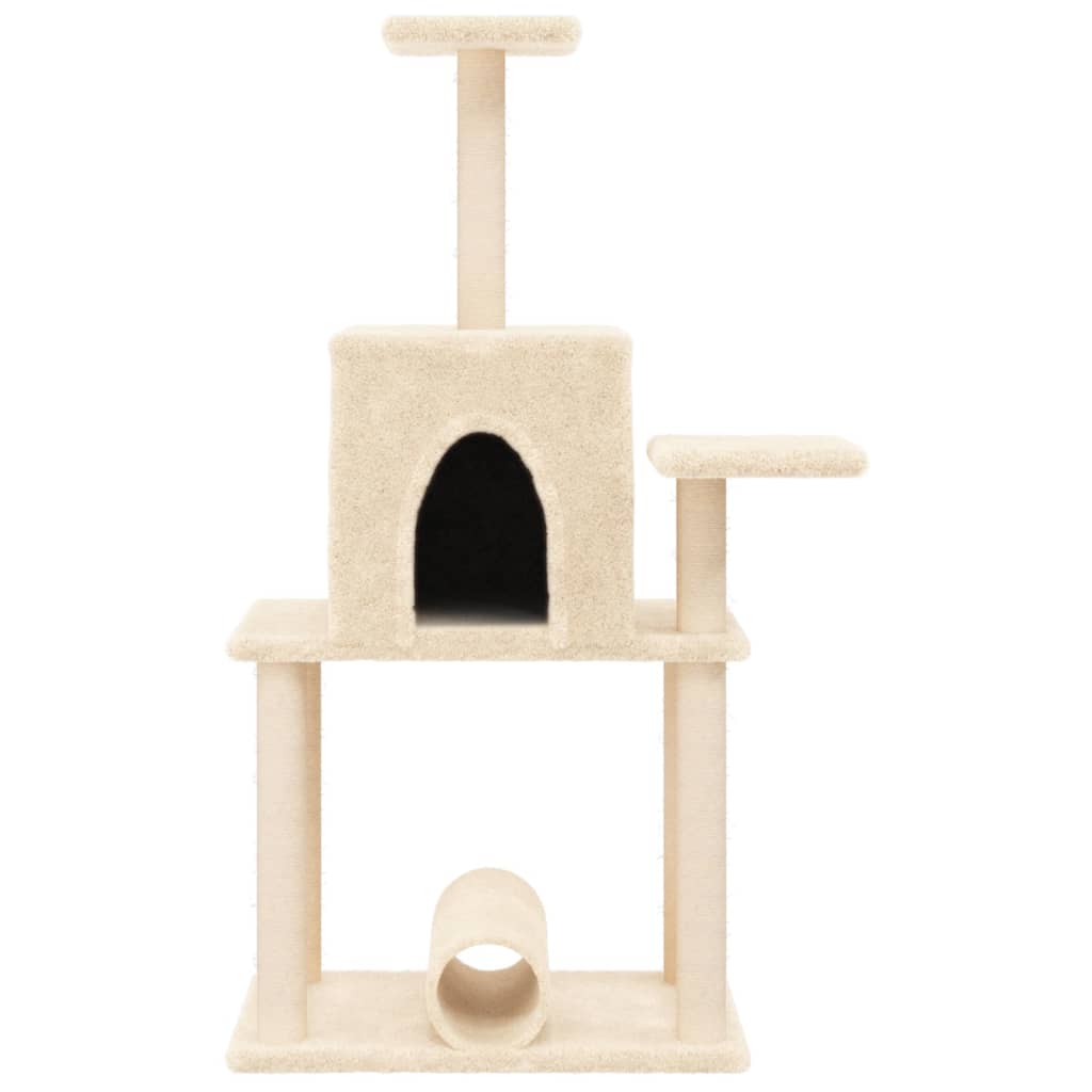 vidaXL Árvore para gatos c/ postes arranhadores sisal 122 cm cor creme