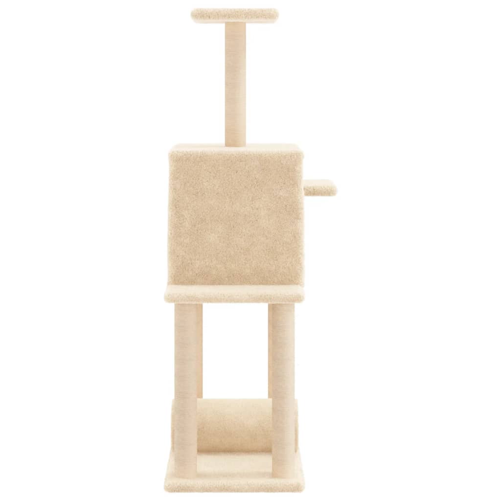 vidaXL Árvore para gatos c/ postes arranhadores sisal 122 cm cor creme