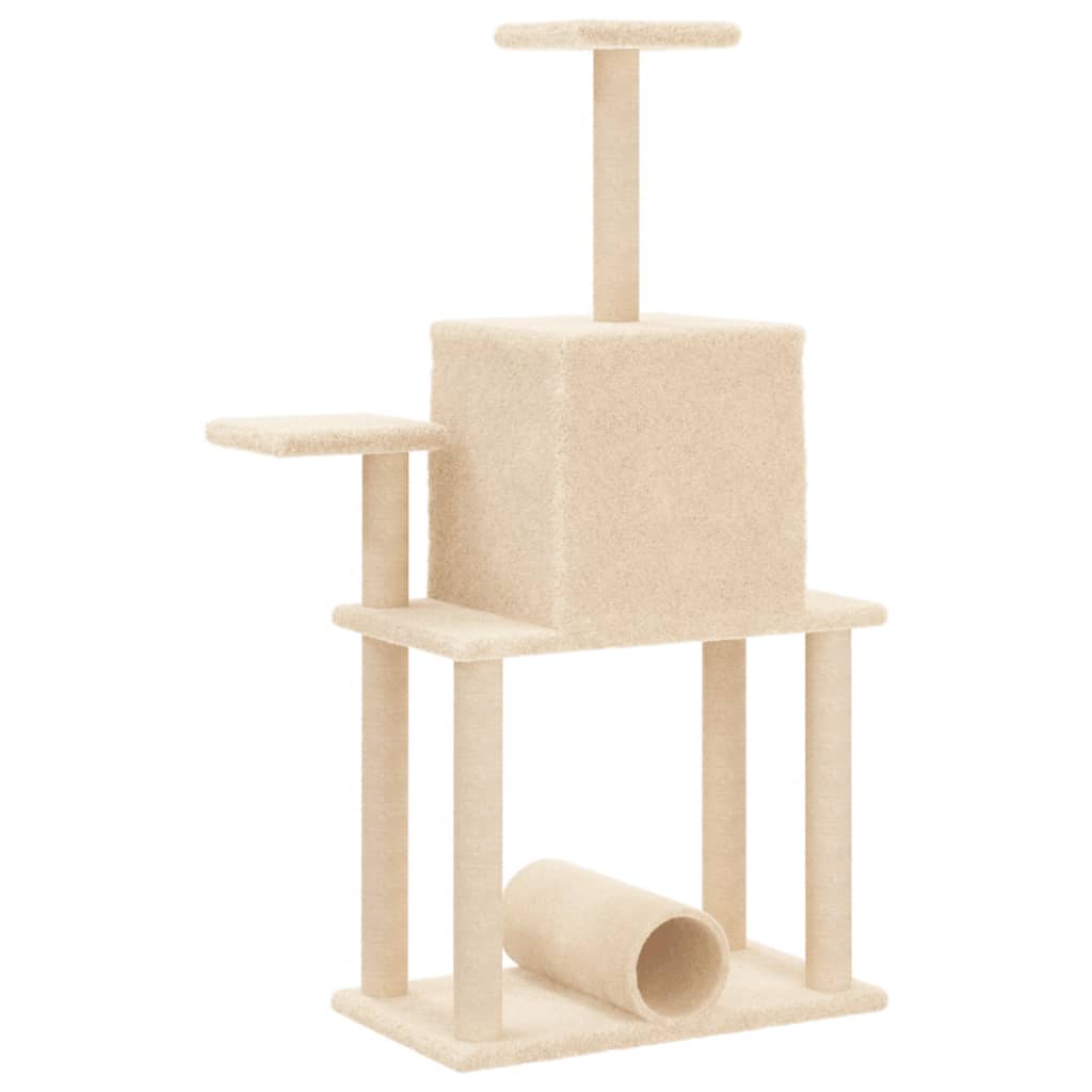 vidaXL Árvore para gatos c/ postes arranhadores sisal 122 cm cor creme