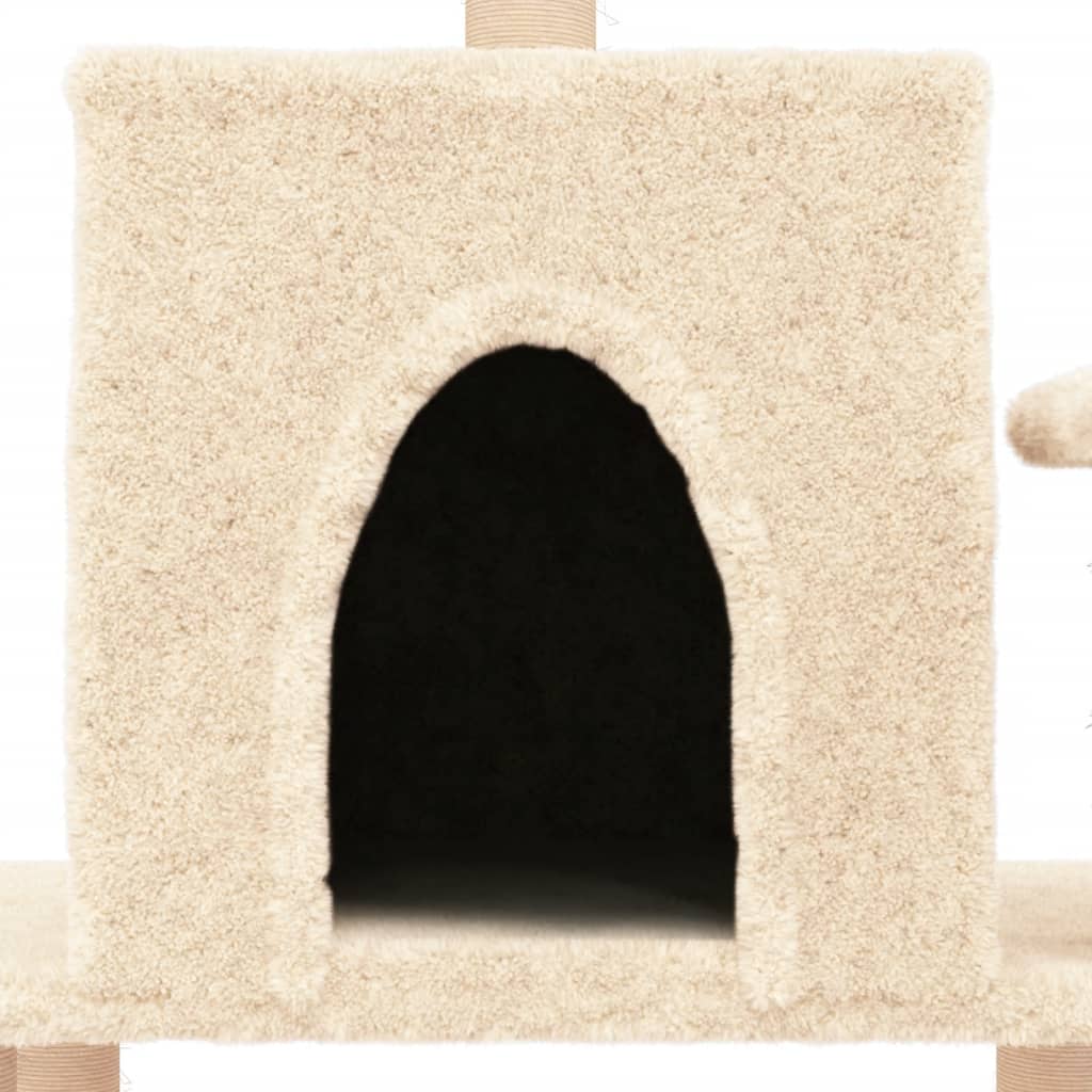 vidaXL Árvore para gatos c/ postes arranhadores sisal 122 cm cor creme