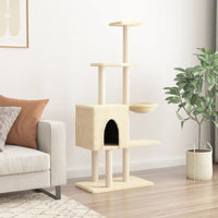 vidaXL Árvore p/ gatos c/ postes arranhadores sisal 145 cm cinza-claro