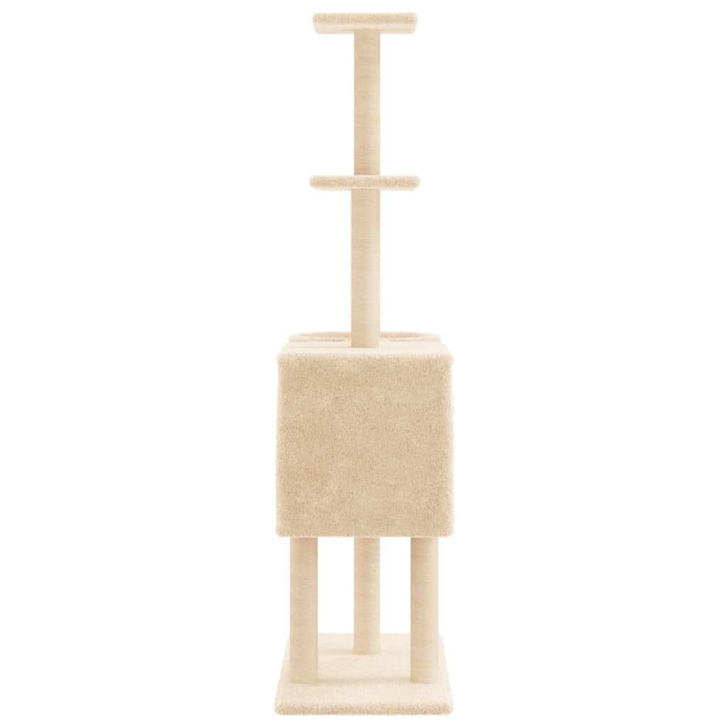 vidaXL Árvore p/ gatos c/ postes arranhadores sisal 145 cm cinza-claro