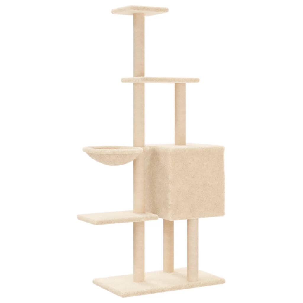 vidaXL Árvore p/ gatos c/ postes arranhadores sisal 145 cm cinza-claro