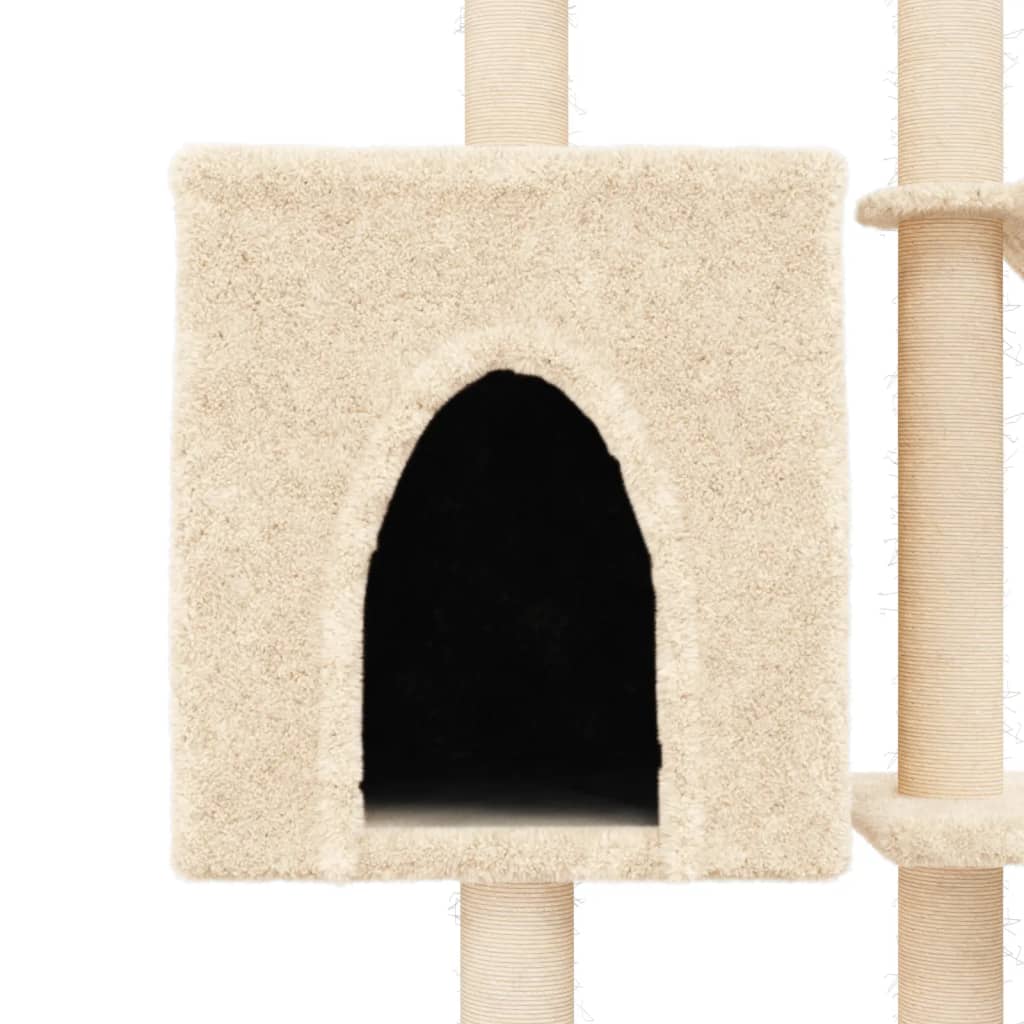 vidaXL Árvore p/ gatos c/ postes arranhadores sisal 145 cm cinza-claro
