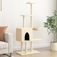 vidaXL Árvore p/ gatos c/ postes arranhadores sisal 145 cm cinza-claro