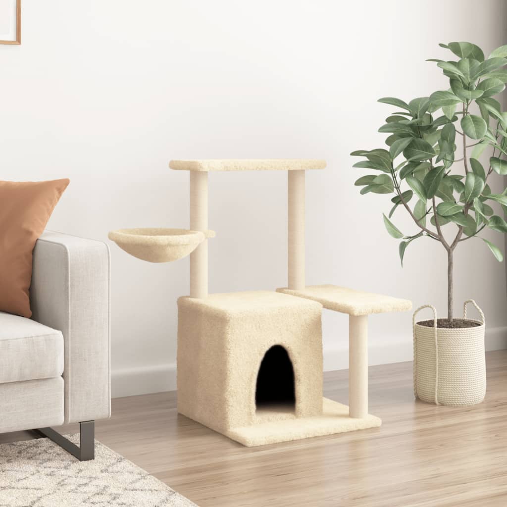 vidaXL Árvore p/ gatos c/ postes arranhadores sisal 83 cm cinza-claro