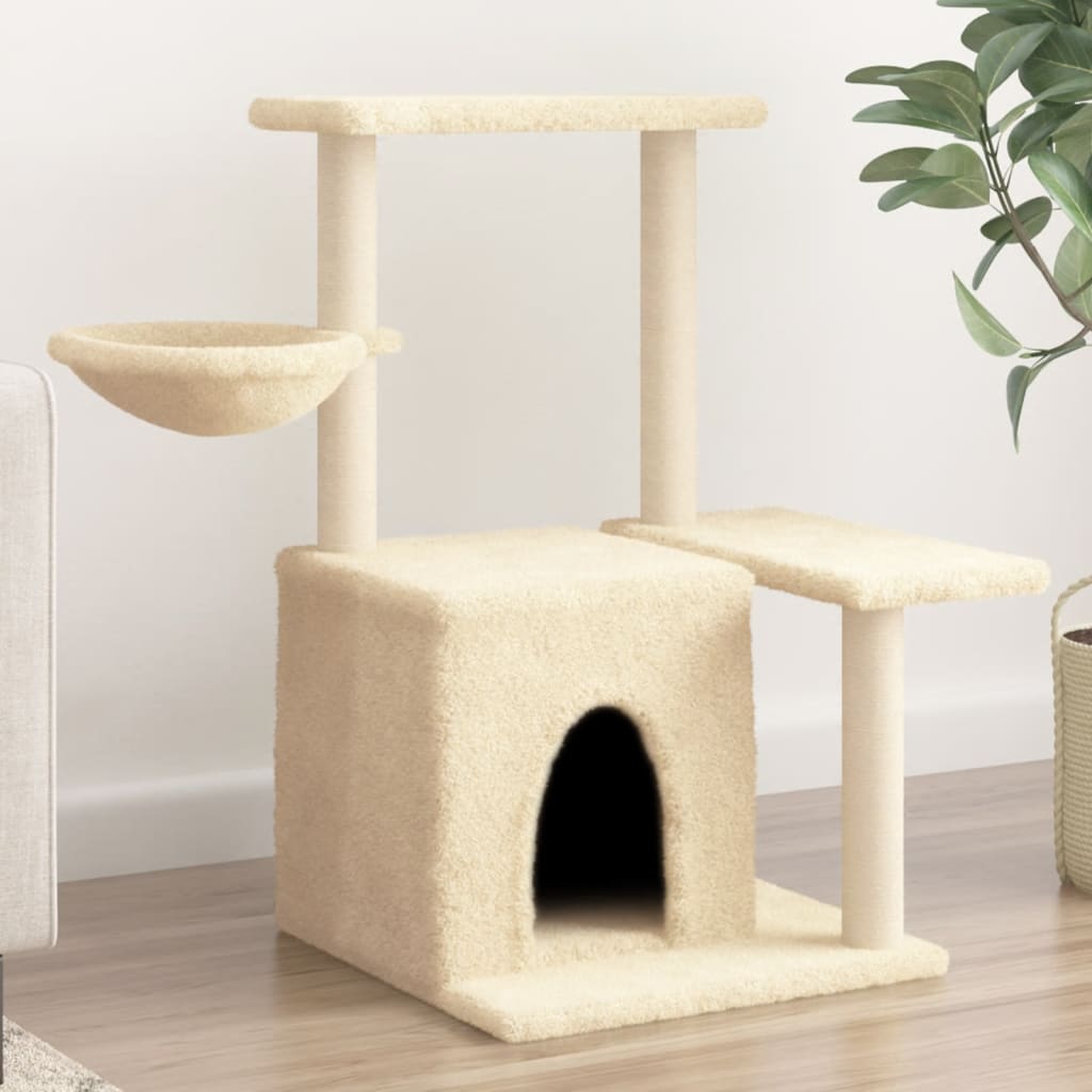 vidaXL Árvore p/ gatos c/ postes arranhadores sisal 83 cm cinza-claro
