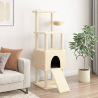 vidaXL Árvore para gatos c/ postes arranhadores sisal 153 cm cor creme