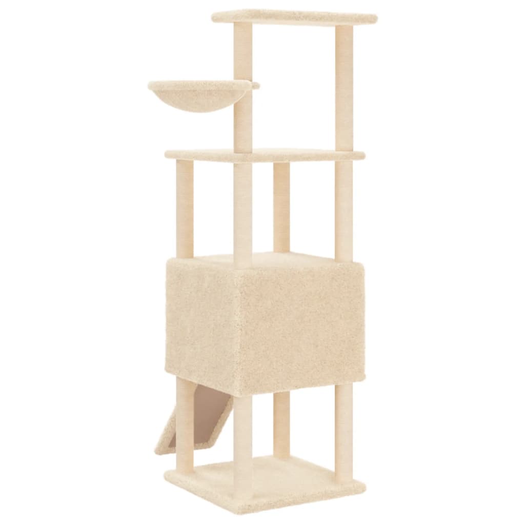 vidaXL Árvore para gatos c/ postes arranhadores sisal 153 cm cor creme