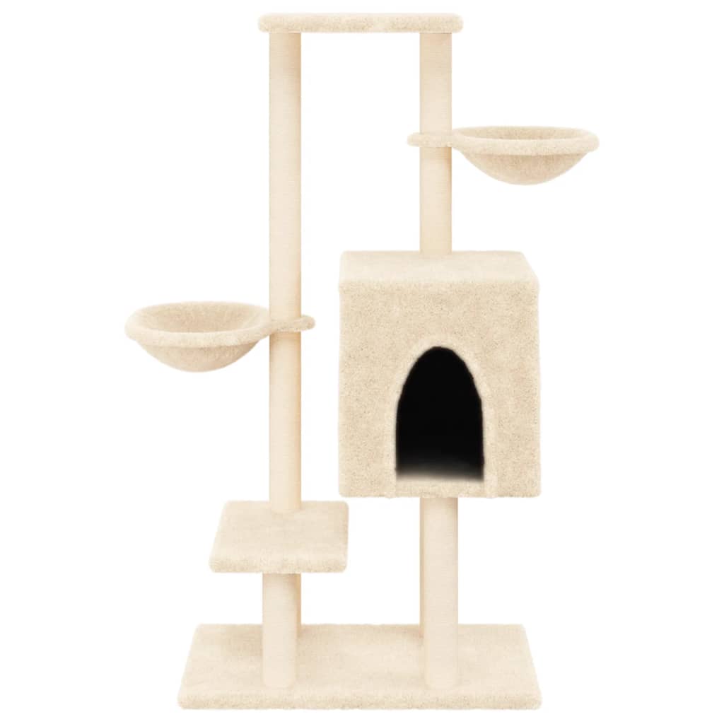 vidaXL Árvore para gatos c/ postes arranhadores sisal 117 cm cor creme