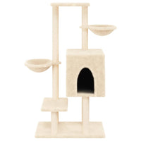 vidaXL Árvore para gatos c/ postes arranhadores sisal 117 cm cor creme