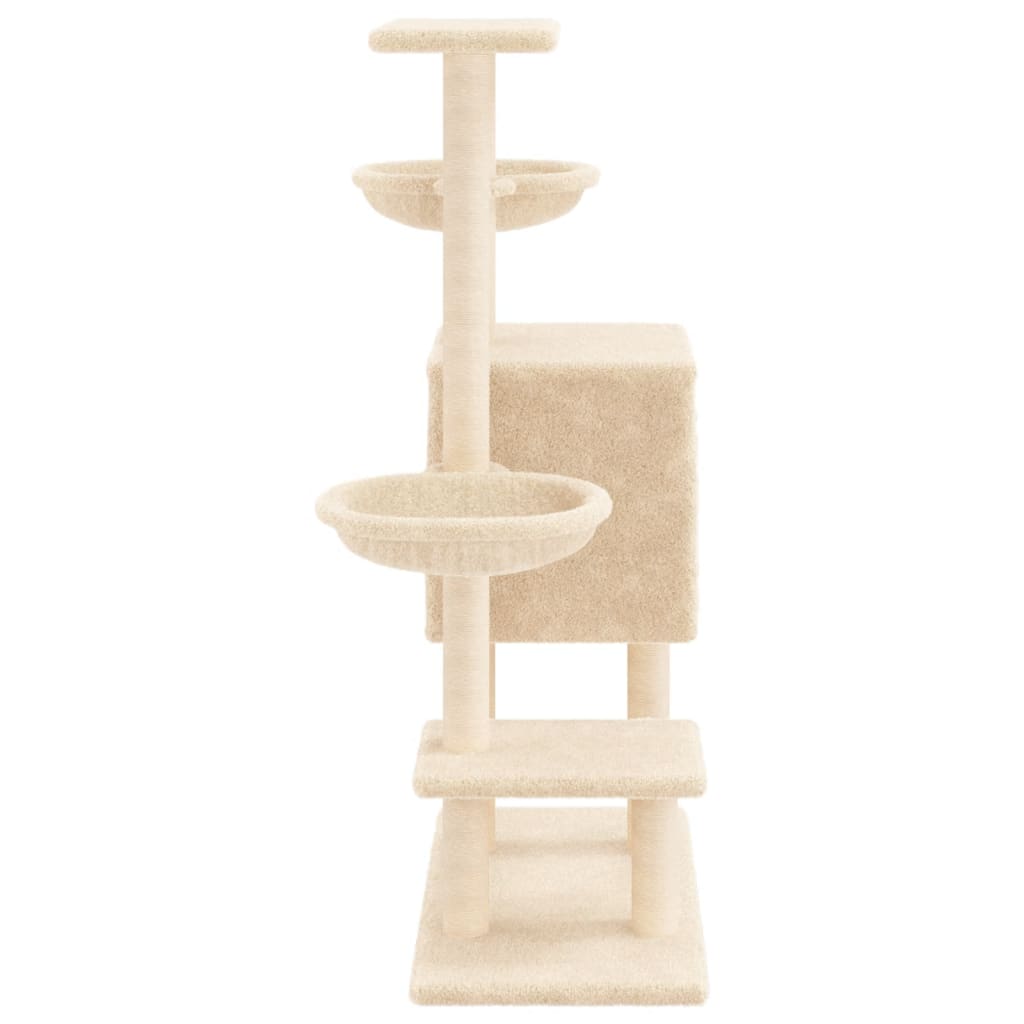 vidaXL Árvore para gatos c/ postes arranhadores sisal 117 cm cor creme