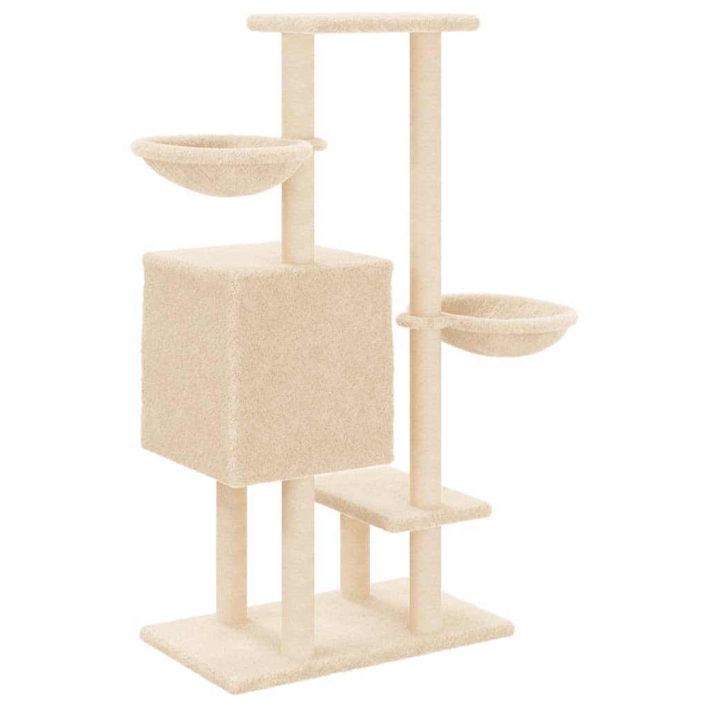 vidaXL Árvore para gatos c/ postes arranhadores sisal 117 cm cor creme