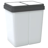vidaXL Caixote duplo 2x25 L branco