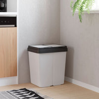 vidaXL Caixote duplo 2x25 L branco