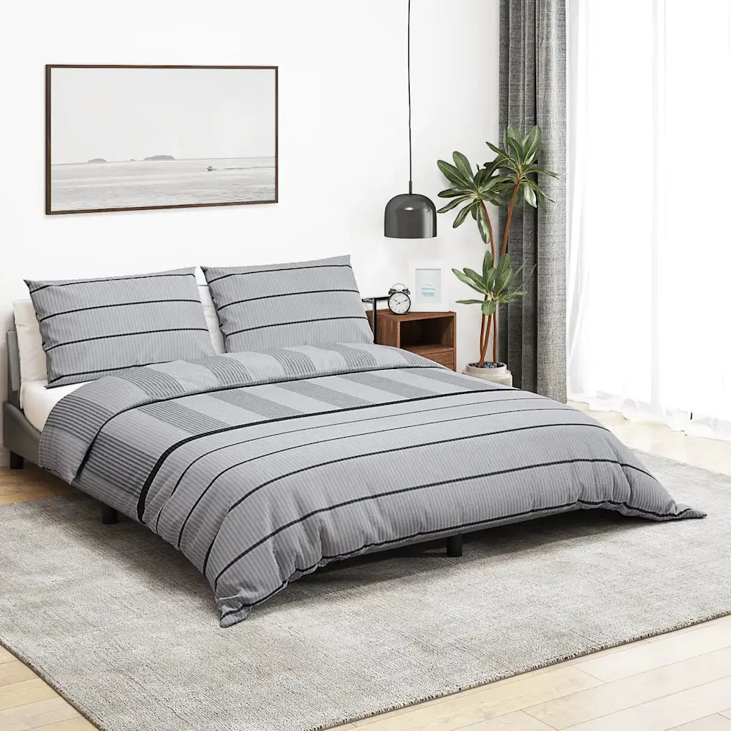 Conjunto de capa de edredão 240x220 cm algodão cinza