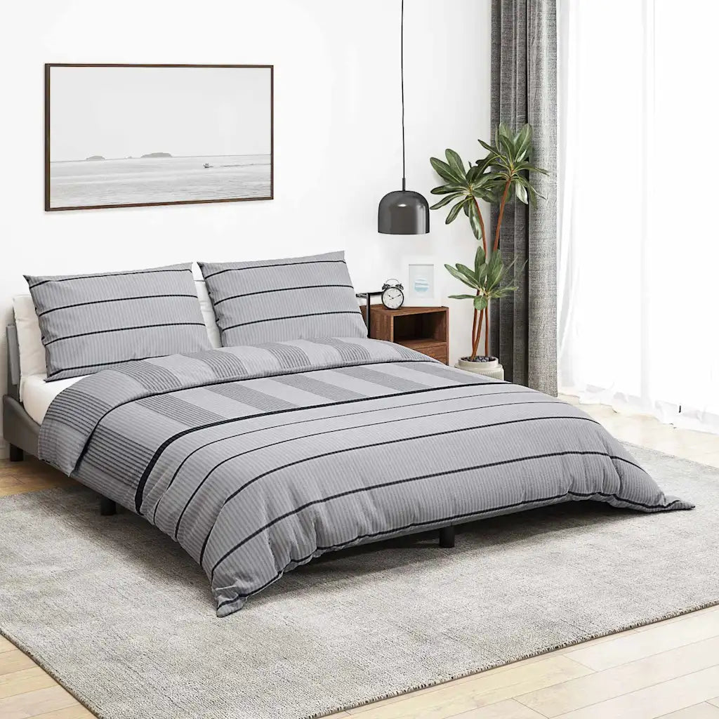 Conjunto de capa de edredão 200x200 cm algodão cinza