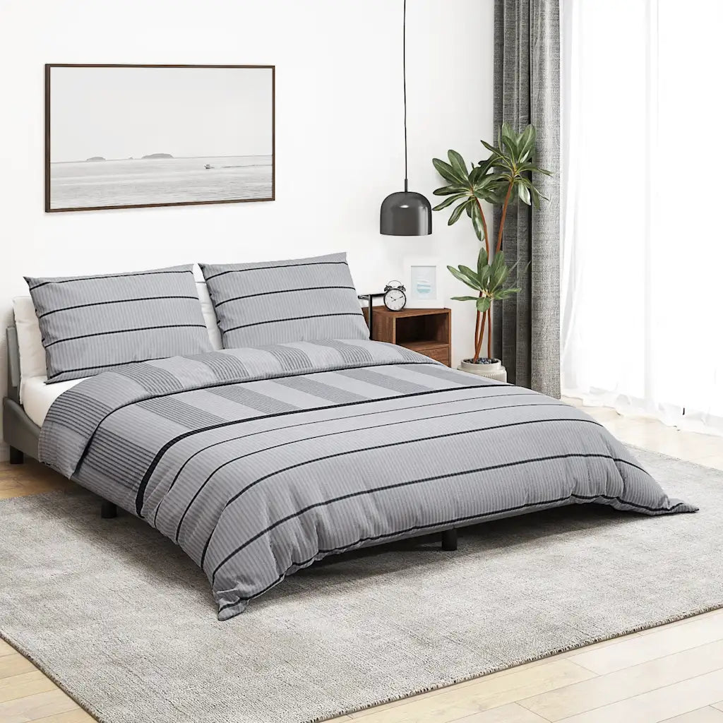 Conjunto de capa de edredão 200x200 cm algodão cinza