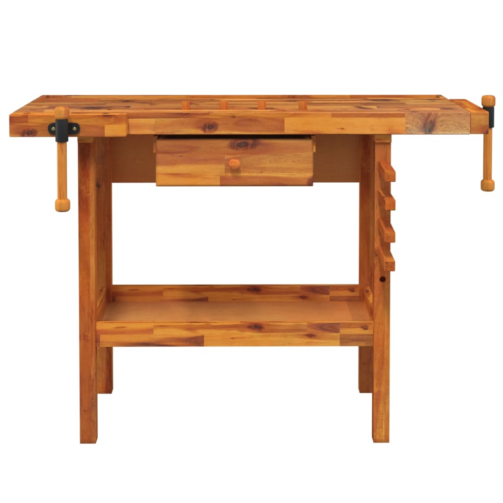 vidaXL Bancada de trabalho com gaveta e torno 124x52x83 cm madeira maciça acácia