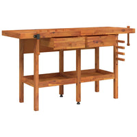vidaXL Bancada de trabalho + gavetas/tornos 162x62x83 cm acácia maciça