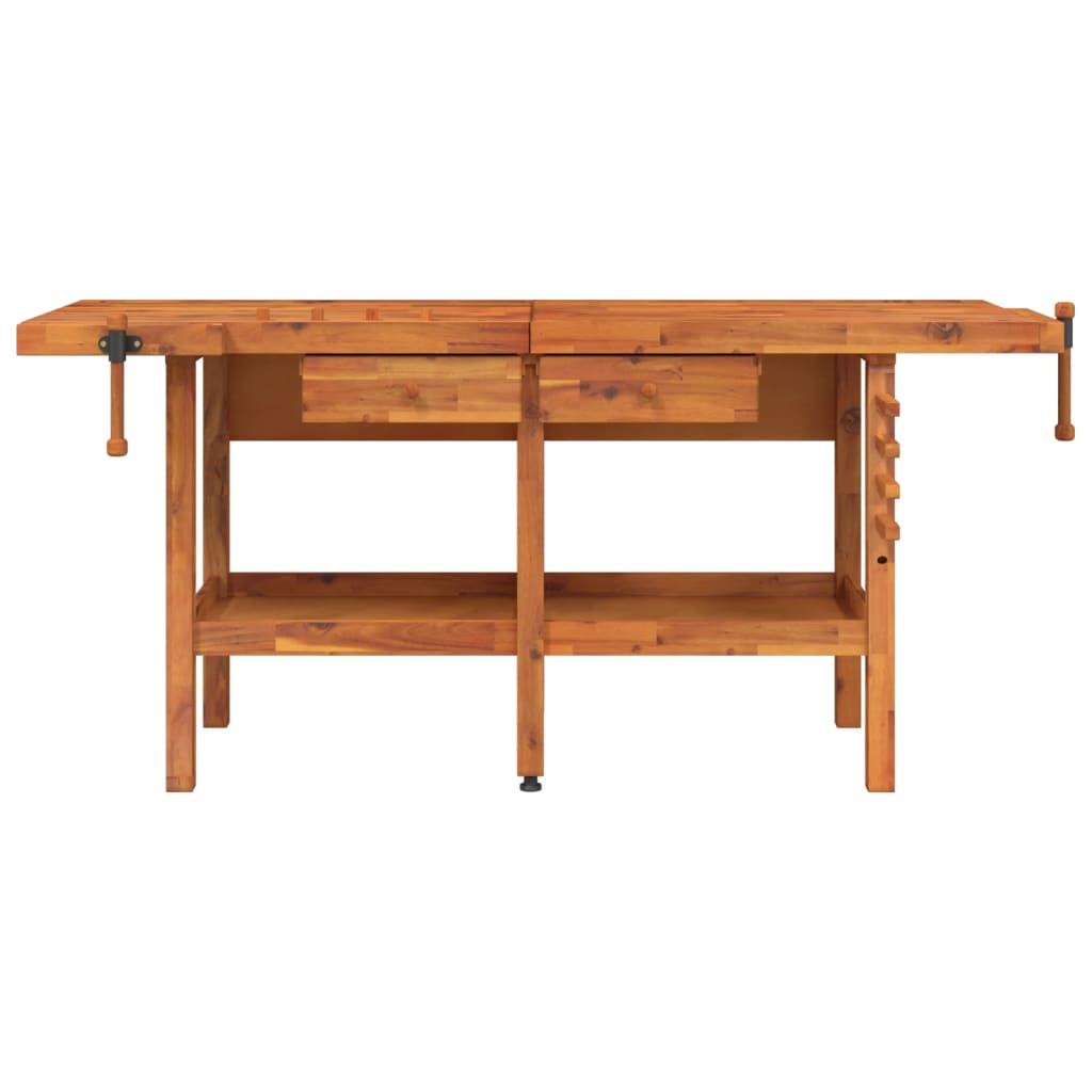 vidaXL Bancada de trabalho + gavetas/tornos 192x62x83 cm acácia maciça