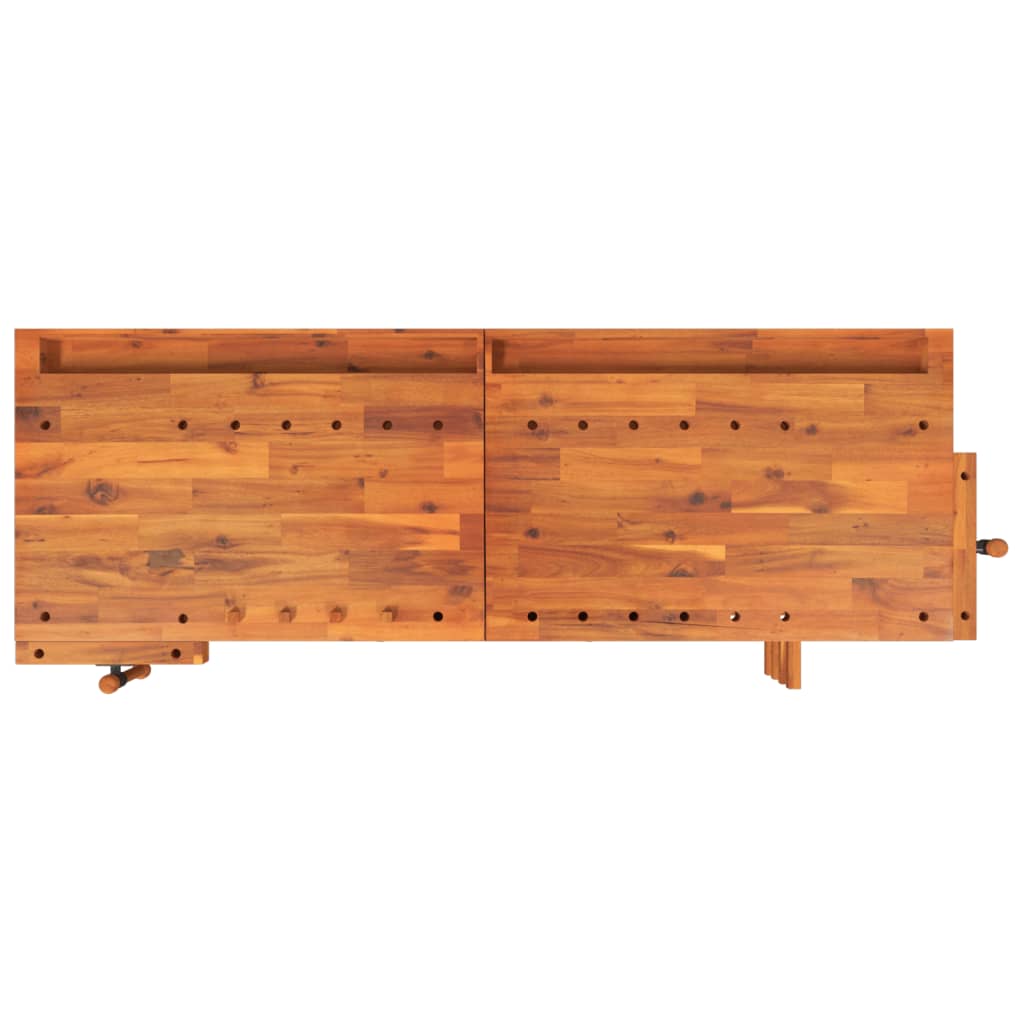 vidaXL Bancada de trabalho + gavetas/tornos 192x62x83 cm acácia maciça