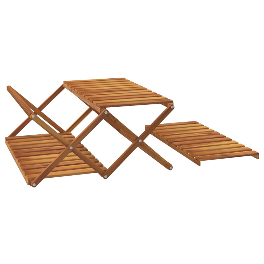 vidaXL Prateleira dobrável 3 níveis 70x31x63 cm acácia maciça castanho