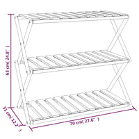 vidaXL Prateleira dobrável 3 níveis 70x31x63 cm acácia maciça castanho