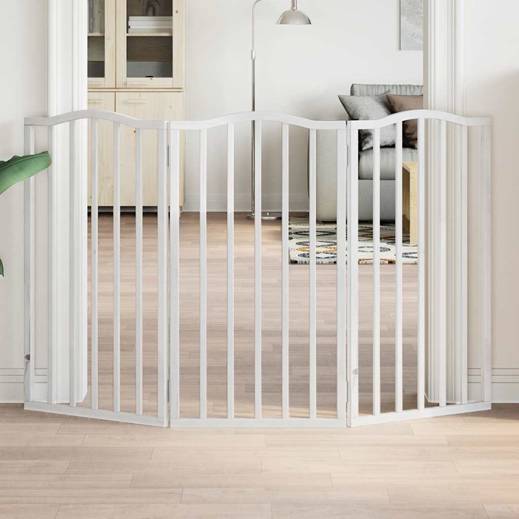 Portão para cães dobrável 3 painéis 150 cm álamo branco