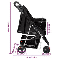 vidaXL Carrinho dobrável para cães 80x46x98 cm tecido oxford preto