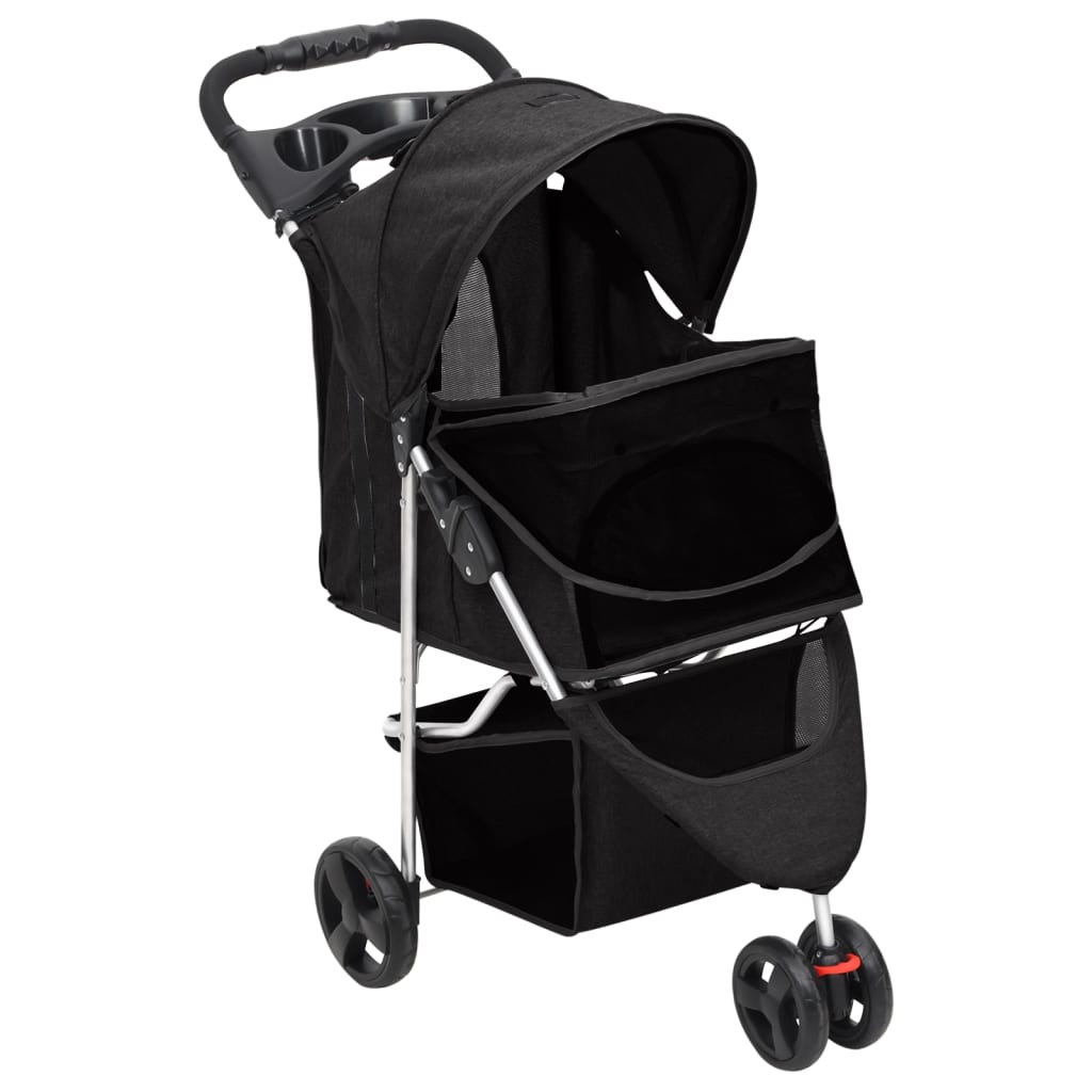 vidaXL Carrinho dobrável para cães 80x46x98 cm tecido oxford preto